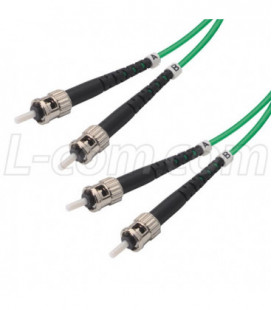 OM2 50/125, Multimode Fiber Cable, Dual ST / Dual ST, Green 1.0m