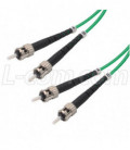 OM2 50/125, Multimode Fiber Cable, Dual ST / Dual ST, Green 5.0m