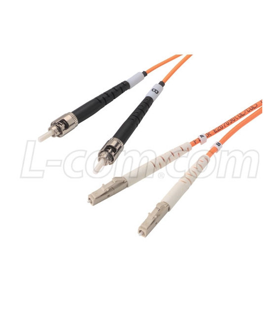OM2 50/125, Multimode Fiber Cable, Dual ST / Dual LC, 5.0m