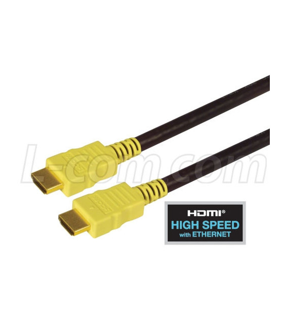 High Speed HDMI® Cable with Ethernet, Male/ Male, Yellow Overmold 0.5 M