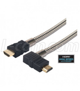 Right Angle Metal Armored HDMI® Cable with Ethernet, Male/Male 0.5M