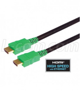 High Speed HDMI® Cable with Ethernet, Male/ Male, Green Overmold 5.0 M