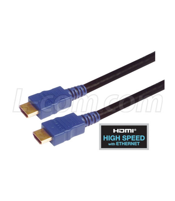 High Speed HDMI® Cable with Ethernet, Male/ Male, Blue Overmold 2.0 M