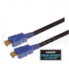 High Speed HDMI® Cable with Ethernet, Male/ Male, Blue Overmold 0.5 M