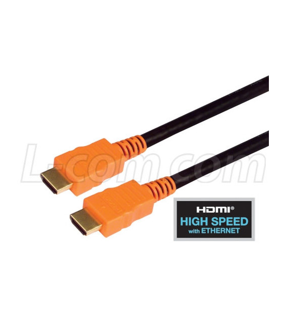 High Speed HDMI® Cable with Ethernet, Male/ Male, Orange Overmold 0.5 M