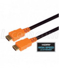 High Speed HDMI® Cable with Ethernet, Male/ Male, Orange Overmold 0.5 M