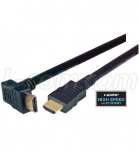 High Speed HDMI® Cable with Ethernet, Male/ Right Angle Male, Top Exit 5.0 m