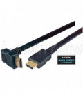 High Speed HDMI® Cable with Ethernet, Male/ Right Angle Male, Top Exit 0.5 M