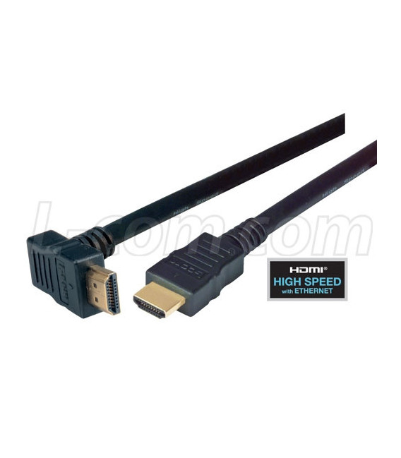 High Speed HDMI® Cable with Ethernet, Male/ Right Angle Male, LSZH, Top Exit 2.0 m