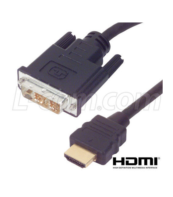 Premium DVI to HDMI Cable Assembly, HDMI-M/DVI-D Single Link-M 2.0M