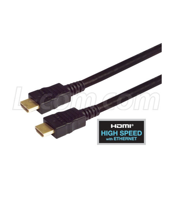 High Speed HDMI® Cable with Ethernet, Male/ Male, Black Overmold 0.5 M