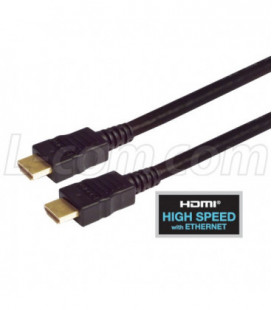 High Speed HDMI® Cable with Ethernet, Male/ Male, Black Overmold 0.5 M