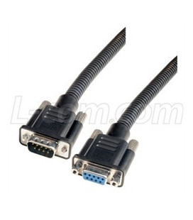Plastic Armored DB9 Cable, Male/Female, 25 ft