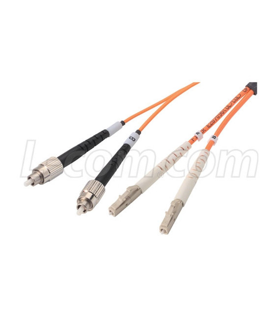 OM2 50/125, Multimode Fiber Cable, Dual FC to Dual LC 1.0m