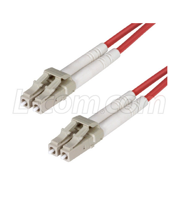 OM2 50/125, Multimode Fiber Cable, Dual LC / Dual LC, Red 5.0m