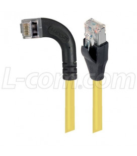 Category 5E Shielded Right Angle Patch Cable, Right Angle Left/Straight, Yellow 10.0 ft