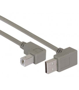 Right Angle USB cable, Up Angle A Male/ Left Angle B Male, 1.0m