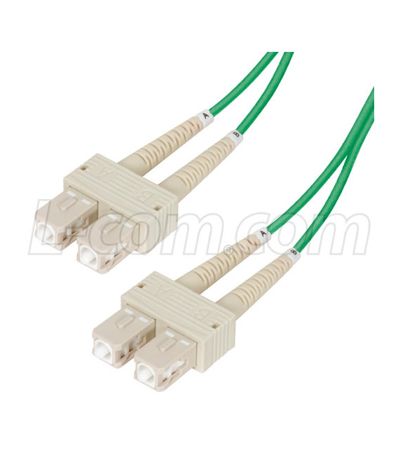 OM2 50/125, Multimode Fiber Cable, Dual SC / Dual SC, Green 1.0m