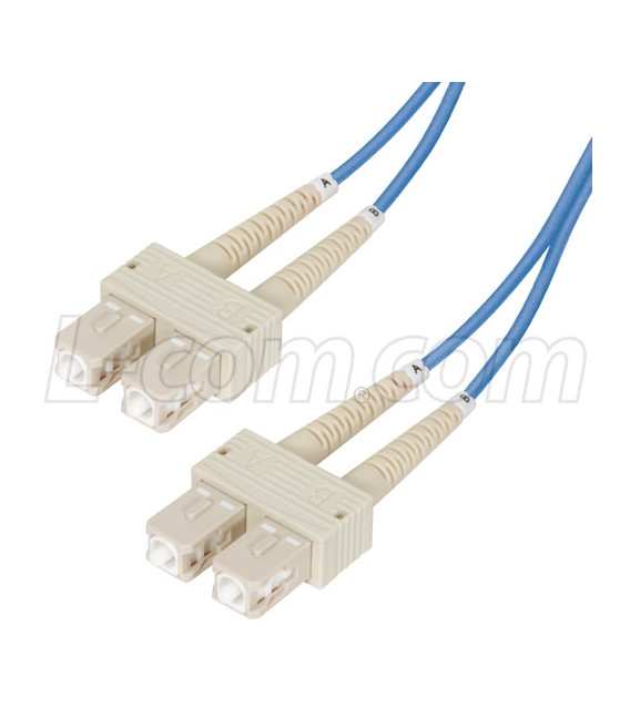 OM2 50/125, Multimode Fiber Cable, Dual SC / Dual SC, Blue 1.0m