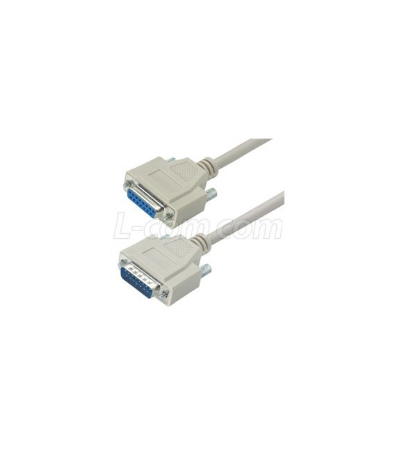 Reversible Hardware Molded D-Sub Cable, DB15 Male / Female, 10.0 f