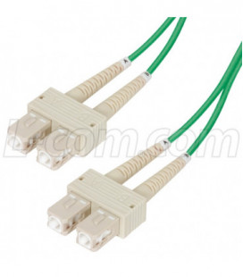 OM2 50/125, Multimode Fiber Cable, Dual SC / Dual SC, Green 15.0m