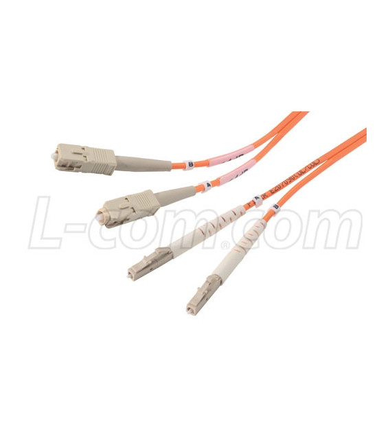 OM2 50/125, Multimode Fiber Cable, Dual SC / Dual LC, 3.0m
