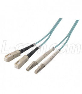 OM3 50/125, 10 Gig Multimode Fiber Cable, Dual SC / Dual LC, 4.0m
