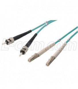 OM3 50/125, 10 Gig Multimode Fiber Cable, Dual ST / Dual LC, 1.0m