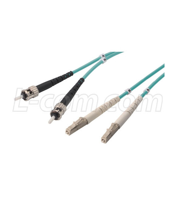 OM3 50/125, 10 Gig Multimode Fiber Cable, Dual ST / Dual LC, 5.0m