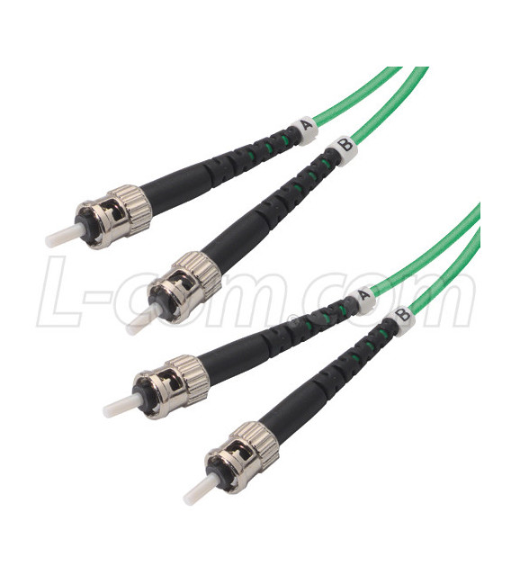 OM1 62.5/125, Multimode Fiber Cable, Dual ST / Dual ST, Green 10.0m