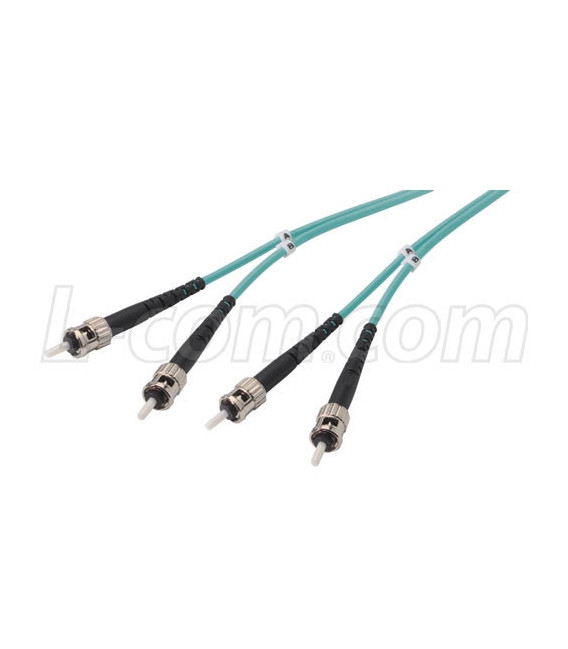 OM3 50/125, 10 Gig Multimode Fiber Cable, Dual ST / Dual ST, 5.0m