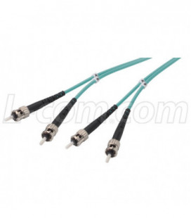 OM3 50/125, 10 Gig Multimode Fiber Cable, Dual ST / Dual ST, 1.0m