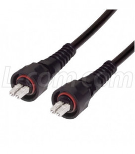 OM3 50/125, IP67 Multimode Fiber Cable, Dual LC / Dual LC, 5.0m