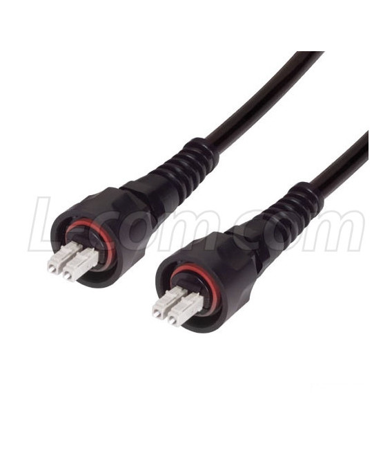 OM3 50/125, IP67 Multimode Fiber Cable, Dual LC / Dual LC, 10.0m