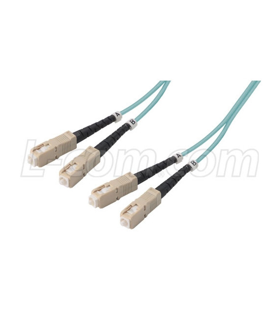 OM3 50/125, 10 Gig Multimode Fiber Cable, Dual SC / Dual SC, 2.0m