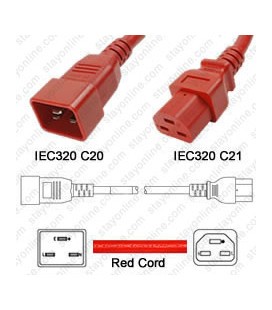 Cord C20/C21 Red 1.2m / 4' 20a/250v 12/3 SJT