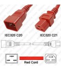 Cord C20/C21 Red 1.5m / 5' 20a/250v 12/3 SJT