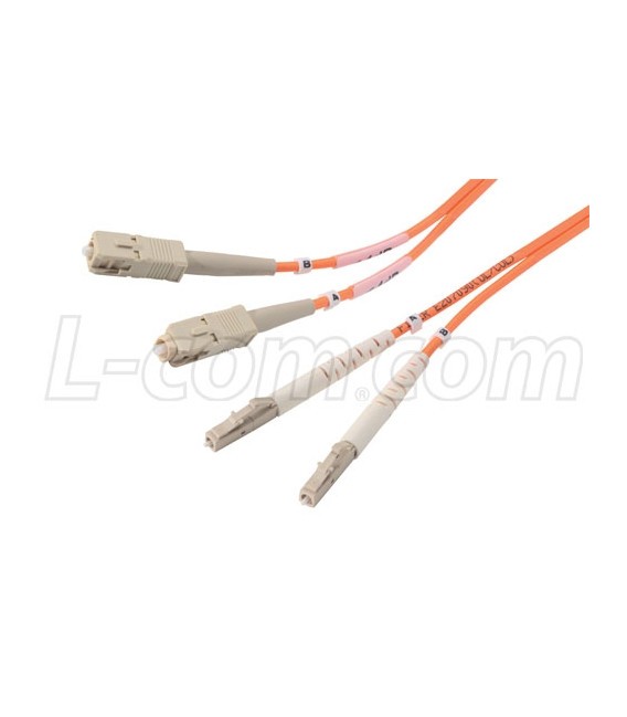 OM2 50/125, Multimode Fiber Cable, Dual SC / Dual LC, 1.0m