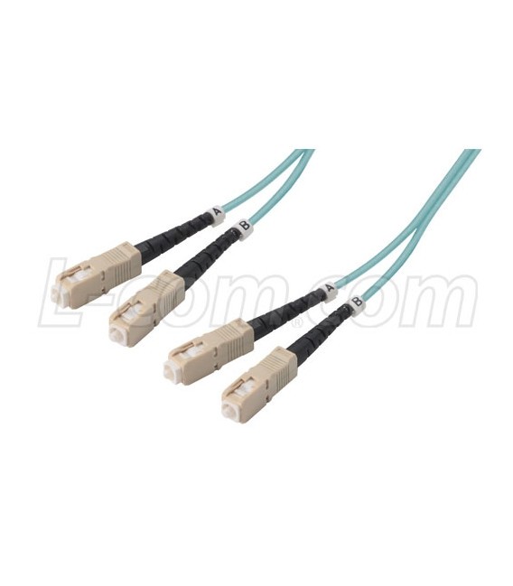 OM3 50/125, 10 Gig Multimode Fiber Cable, Dual SC / Dual SC, 1.0m