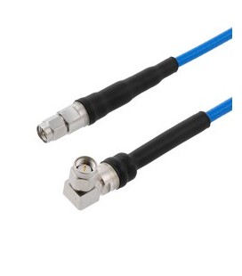 SMA Male to SMA Male Right Angle Cable Using 402SS Series Coax with Heavy Duty Boot, 1.5 ft