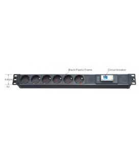 Regleta plástica- Rack 6 enchufes - 1.8m cable con magnetotermico