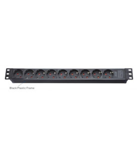 Regleta plástica- Rack 9 enchufes - 1.8m cable sin interruptor