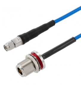SMA Male to N Female Bulkhead Cable Using 402SS Series Coax with Heavy Duty Boot, 5.0 ft