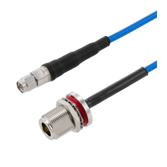 SMA Male to N Female Bulkhead Cable Using 402SS Series Coax with Heavy Duty Boot, 3.0 ft