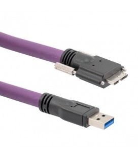 High Flex USB 3.0 Cable Assembly, A Male to Micro B Male 28/26/22AWG, High Flex Rated TPE, Violet, 1.0M