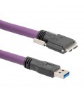 High Flex USB 3.0 Cable Assembly, A Male to Micro B Male 28/26/22AWG, High Flex Rated TPE, Violet, 2.0M