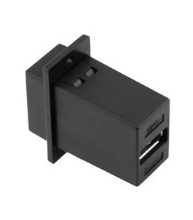 USB 3.0 Adapter Coupler Panel Mount ECF Flange Style, B Type Female to A Type Female, ABS Housing, Black