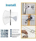 Antena exterior multibanda de rejilla para montaje en mastil N Hembra 26dBi