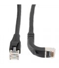 Ethernet Category 6a 10gig Right Angle Patch Cable, F/UTP Shielded, 26AWG, RJ45 Straight to Down, CMX PVC, Black, 5.0 ft