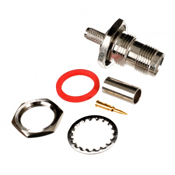 Conector RPTNC macho (jack) Bulk Head, crimpar, LMR240